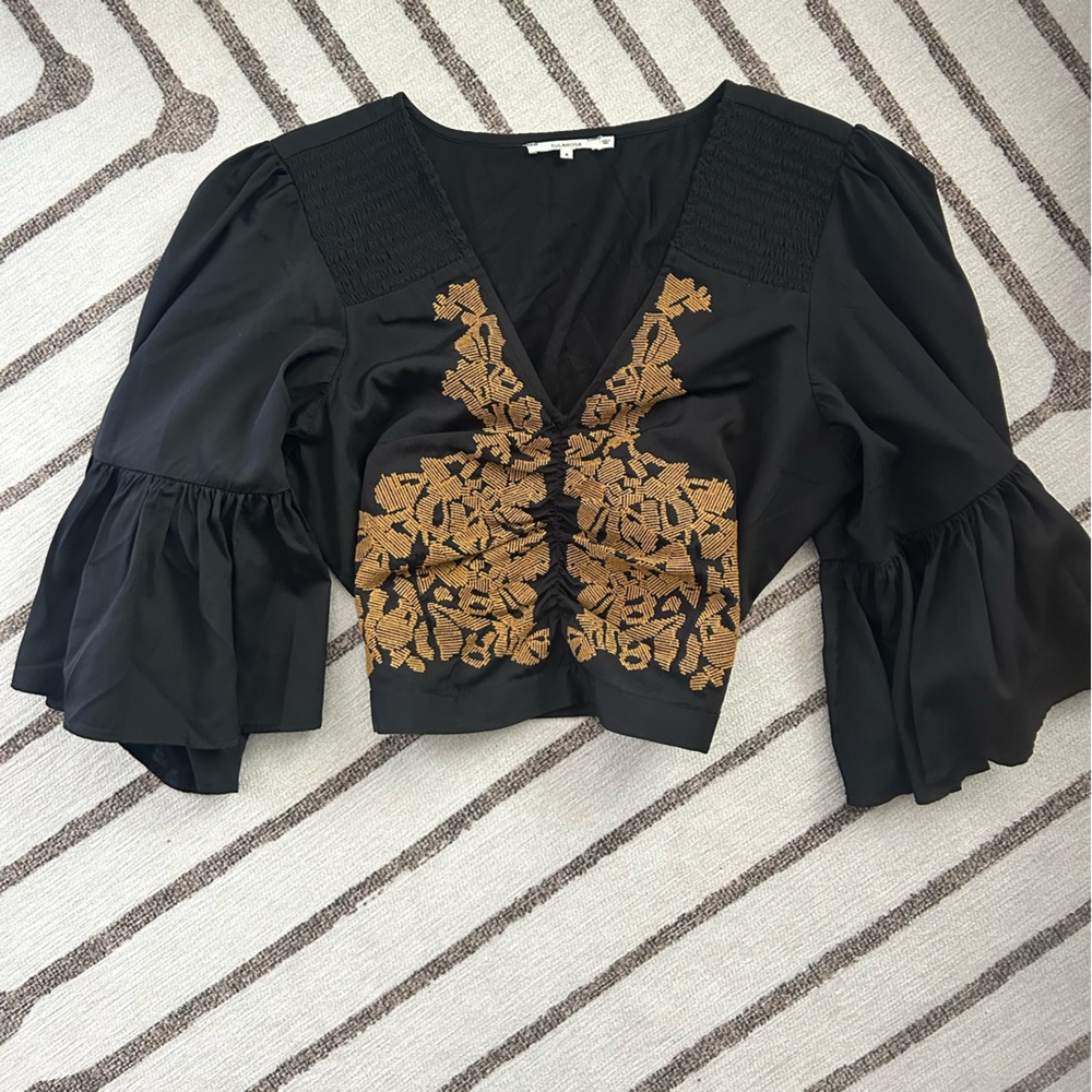 HERS - Tula Rosa belle sleeve black crop top